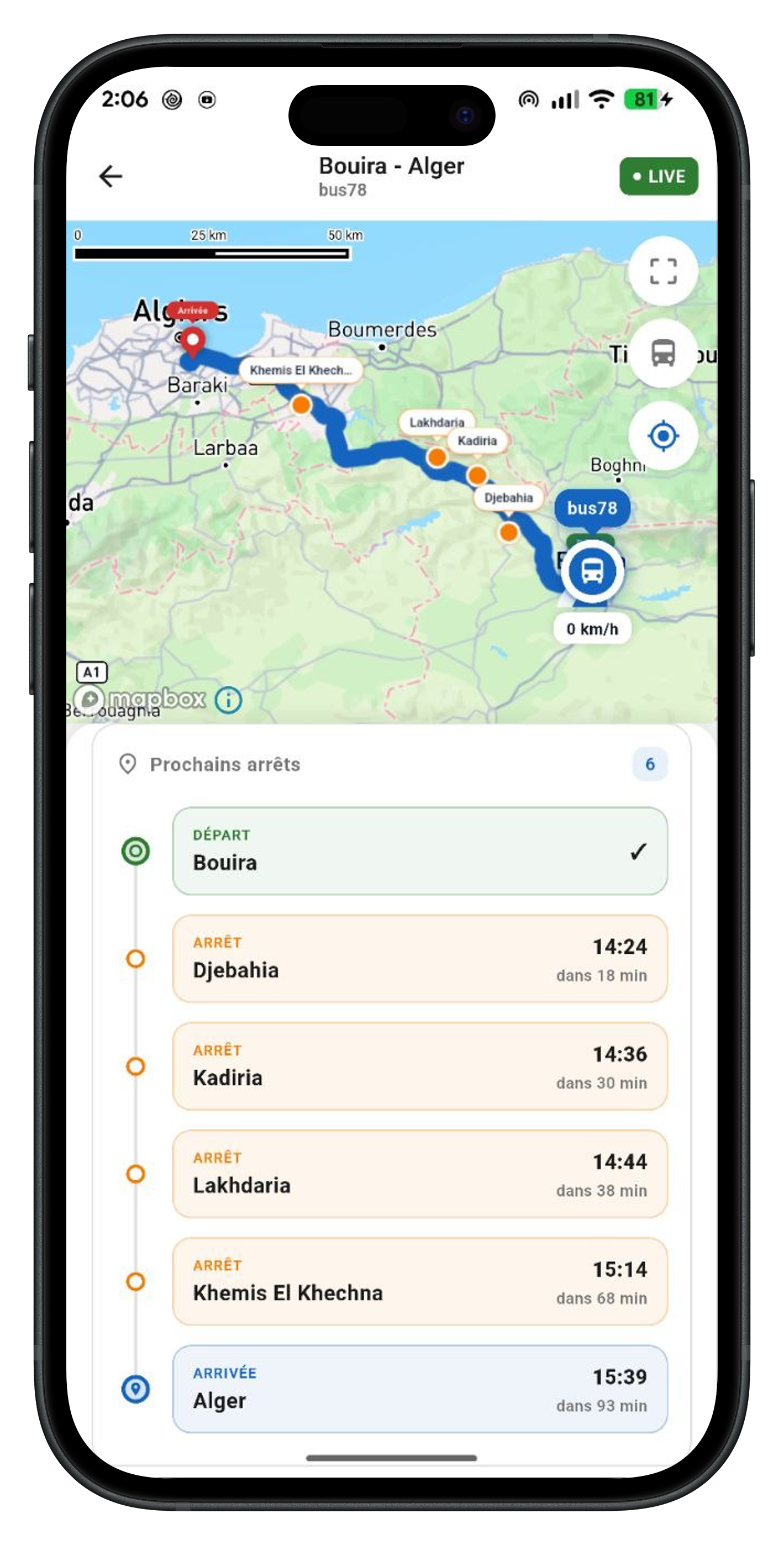 Application Voyageur — suivi en temps réel de la ligne Bouira–Alger